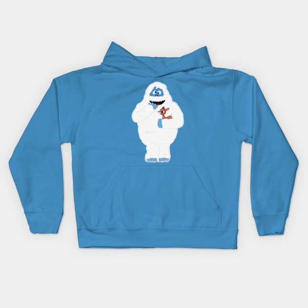 Classic Christmas Abominable Snowman with Rudolph © GraphicLoveShop Kids Hoodie by GraphicLoveShop
